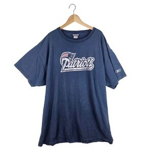 Vtg Reebok New England Patriots T-Shirt Navy Blue Men Size 4X NFL Large Graphic